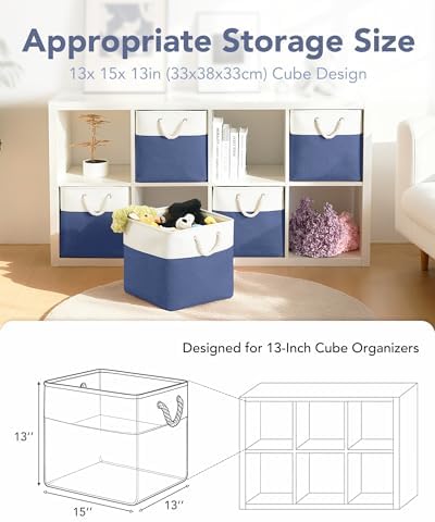 13x15x13 Inch Large Storage Bins with Cotton Rope Handles 6-Pack - Image 2