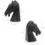 Lukitas Black Horse Head Decorative Bookends Weighted Non-Slip, Resin 7.5'' - Image 2