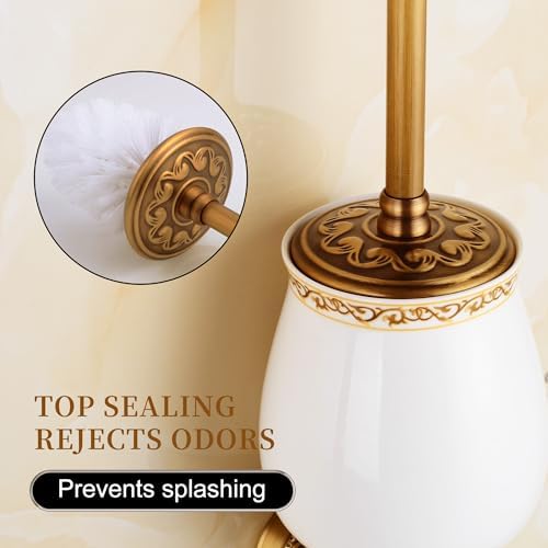 Wall Mounted Bathroom Toilet Brushed Holder Set, Antique Brass Pattern Carving,Brushed Bronze - Image 5