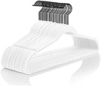MIZGI White Velvet Hangers 50 Pack Non Slip Heavy Duty Black Hooks by MIZGI