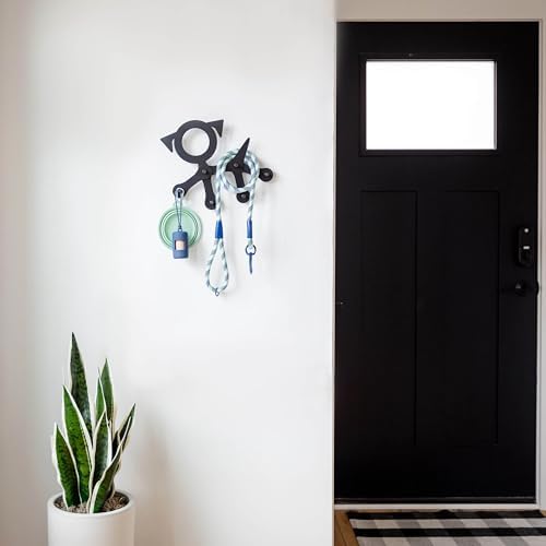 Three by Three Seattle Dog Wall-Mounted Coat Rack, Black Metal - Image 4