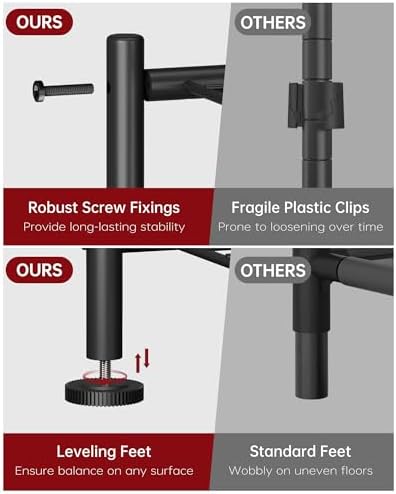 Sakugi 2-Pack Storage Shelves - 3-Tier Metal Wire Shelf Organizer, Slim Shelf Rack with Adjustable Feet for Laundry Room, Kitchen, Garage Organization, 18.2" x 12.3" x 30.4", Black - Image 4