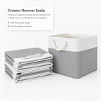 11x11 Inch Cube Storage Bins, 8 Pack Collapsible Fabric Storage Cubes with Rope Handles, Waterproof Foldable Storage Baskets for Cube Shelves, Closet, Clothes, Toys, Books, White & Gray - Image 5