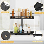2-Tier Corner Bathroom Counter Organizer, Larger Size, Black - Image 4