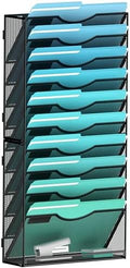 Gawerk 11-Tier Wall File Organizer Hanging Wall File Holder Wall Mount Paper Folder Organize, Mesh Magazine Document Mail Organizer Wall Organizer for Office School Home, Black by Gawerk