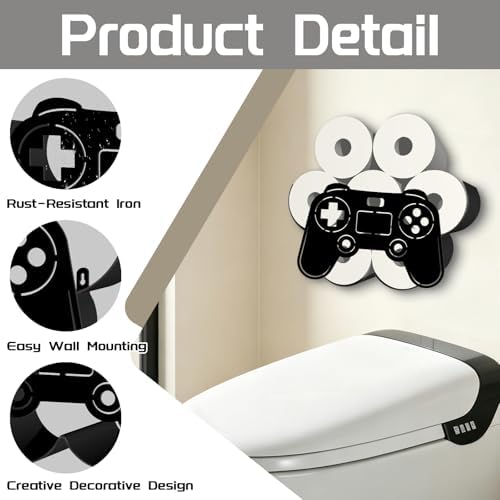 Game Toilet Paper Holder Wall Mount/Stand for Extra 8 Rolls - Image 3