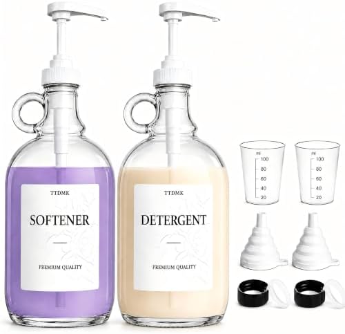 2 PCS 64 Oz Glass Liquid Laundry Detergent Dispensers with Pumps by TTDMKprovidesyouwithqualit