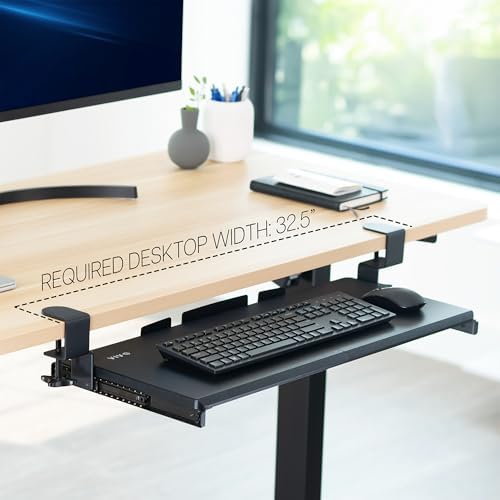 VIVO Black Clamp-on 27 x 11 in Keyboard Tray, MOUNT-KB05E - Image 2