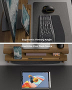 23” Monitor Stand with Phone Tablet Holder Bamboo Desk Shelf - Image 4