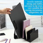 Chunful Acrylic Desk Organizer, 5 Section Desk File Holder Sorter Stand Rack Vertical Organizer Desktop Vinyl Storage Display for Record Album Book Magazine Document Home Office(Black) - Image 5