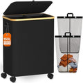 Double Laundry Basket with Wheels and Lid, 150L Clothes Hampers for Laundry by Fzzcvo