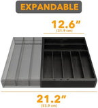 SpaceAid 2.5" High Bamboo Silverware Drawer Organizer with Labels, Kitchen Utensil Expandable Tray Holder for Flatware, Cutlery, Spoon and Knives Drawer Storage Organization (Black) - Image 7