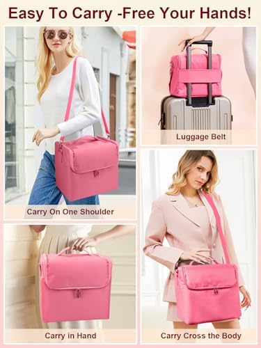 Large Makeup Nail Polish Organizer Bag, Makeup Case Storage Box, Pink - Image 2