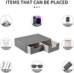 Linen Leather Desk Organizer with Drawers－Mini Desktop Drawer Organizer Stackable－Multifunctional Tabletop Organization Storage Box for Office Supplies Home Vanity Toiletries (Grey, 2-drawers) - Image 7