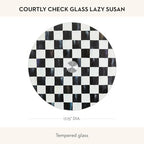 MACKENZIE-CHILDS Glass Lazy Susan, Black-and-White Courtly Check - Image 4