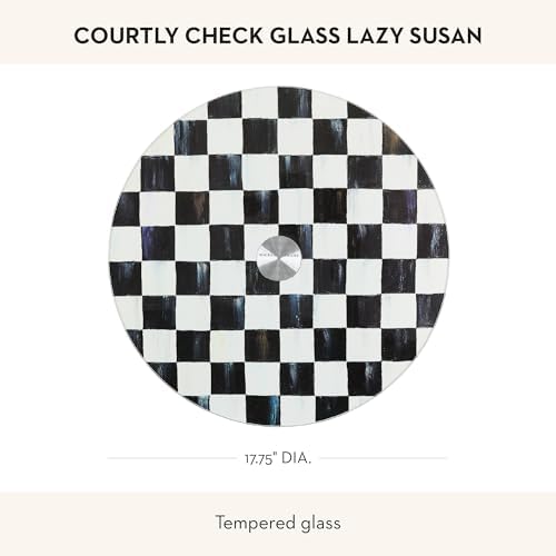 MACKENZIE-CHILDS Glass Lazy Susan, Black-and-White Courtly Check - Image 4