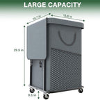 Laundry Hamper with Lid,150L Rolling Laundry Basket with Wheels,Grey - Image 6