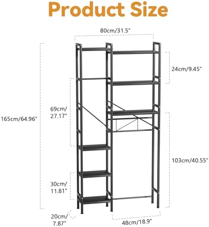 1 Set Over The Toilet Storage, 3-Tier Bathroom Laundry Storage Rack Space-Saving Organizer Household Supplies (Black-M) - Image 3