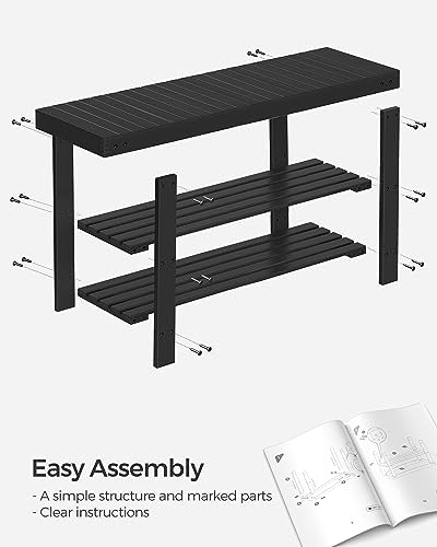 SONGMICS Shoe Rack Bench, 3-Tier Bamboo Entryway Bench, 35.2 Inches Width - Image 7