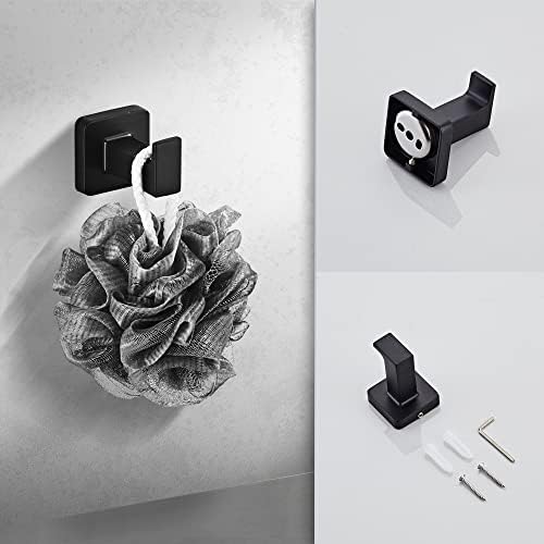 Matte Black Bathroom Hardware Set 8 Pieces,Towel Bar Set Stainless Steel Wall Mounted, Includes 23.6In Hand Towel Bar, Towel Ring, Robe Towel Hooks,Toilet Paper Holder, Bathroom Towel Rack Set - Image 6