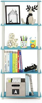 Furinno TURN-S-TUBE Book Shelf, 5-Tier Toolless Storage Shelves with Square Tubes, Shelving Unit for Organization and Storage for Living Room, Home Office, Light Blue - Image 5