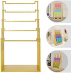5-Tier Floor Standing Scarf Display Stand, Metal Freestanding Scarf Rack, Towel Hijab Pants Belts Ties Hanging Rack Holder Organizer for Commercial Clothing Retail Store, Gold - Image 2