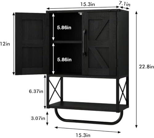 RUSTOWN Farmhouse Medicine Cabinet with 2 Barn Door, Bathroom Wall Cabinet - Image 3
