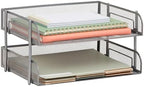 Mind Reader 2-Tier Stackable Paper Tray, Desktop Organizer for Letter-Size Documents, Office File Storage, Metal Mesh, Set of 2, Silver by MindReader