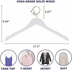 Amber Home 24 Pack White Wooden Coat Hangers with Gold Hook, Suit Hangers - Image 2