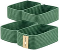 MiniArk Small Storage Baskets for Organizing | Closet Organizer Bins | Shelf Toy Basket | Woven Rope Baskets | Cube Decorative Box | Shallow Basket | 11.5x7.5x4.7” | 4 Packs Green by MiniArkStorageBasketsHome
