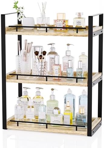 Bathroom Counter Organizer, 3 Tier Wood Countertop Shelf by CeleVista