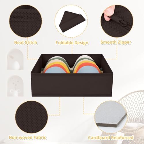 DIMJ Drawer Organizer 15 Pack - Foldable Baby Organizers and Storage & Dresser Organizer for Nursery, Bedroom, Closet - Nursery Organization Dresser Dividers for underwear, Sock, Bra, Belt, Tie, Brown - Image 2