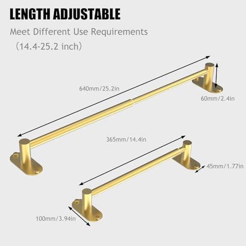 Towel Bar, Adhesive or Drill Wall Mount, Brushed Gold, 2 Pack - Image 3