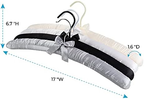 JS HANGER Padded Hanger for Sweaters - 17 Inch Extra Large Heavy Duty Satin Covered Coat Hangers No Shoulder Bump for Women Clothes, Sweaters, Dresses, Clothing, Weddings, Lingerie Pack of 10, Grey - Image 3