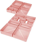 DIMJ Drawer Organizer for Clothing, 15 Pack Fabric Drawer Organizer Bins, Foldable Sock Organizer for Drawer, Dresser Organizer for Clothes, Socks, Bra, Tie (Pink) by DiMJ