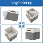 Temary Storage Cubes 12x12 Fabric Cube Storage Bins Foldable Storage Baskets with Handles, Decorative Storage Boxes for Organizing, Home, Office, Nursery, Shelf, Closet (White & Grey, 12 x 12 x 12) - Image 7