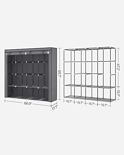 SONGMICS Portable Closet with Cover, 4 Hanging Rods and Shelves - Image 5