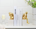 Decorative Bookends for Shelves,Resin Gold Book Ends,Unique Thinker Statue - Image 2