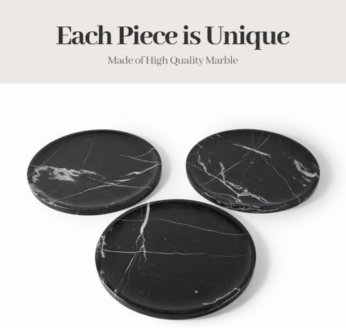 Marble Serving Tray, 11.8" Round Vanity Tray for Bathroom Countertop, Black - Image 3
