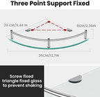 Glass Corner Shelves Tempered Bathroom Eestantes para Baños with Rail Wall Mounted Drill Hole for Corner Shower Shelf for Inside Shower 2 Pack（Sliver） - Image 2