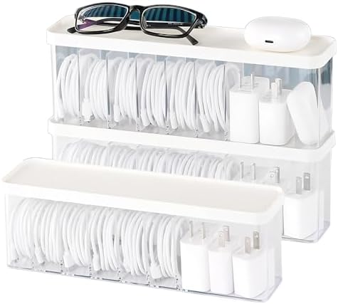 Charger Cable Cord Storage Organizer Box - Easy Storage Without Cable Ties by Nkocvew
