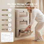 35L Closet Organizers 2-Pack, Front Opening Storage Bins with Window - Image 3