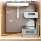 2 Packs 21IN Depth Under Sink Organizer, 2-Tier Pull Out Cabinet Organizer With Smooth Circular Rail, Large Capacity Metal Mesh Sliding Drawers For Bathroom& Kitchen Storage,Height Adjustable-Gun Gray - Image 2