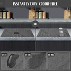 Large Stone Dish Drying Mat for Kitchen Counter, Quick Dry Dish Drying Mats, Foldable Absorbent Diatomaceous Earth Mats for Dishes Bottles Cup, Match Any Countertop (Gray Marble 28"×16" & 8"x4") - Image 2