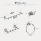 FORIOUS Bathroom Accessories, 4-Piece Bathroom Hardware Set - 18" Towel Bar - Image 2