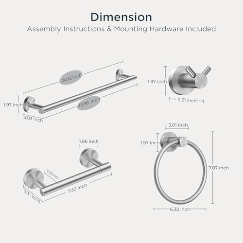 FORIOUS Bathroom Accessories, 4-Piece Bathroom Hardware Set - 18" Towel Bar - Image 2