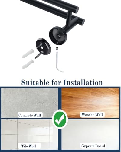 Alise Double Towel Bar Black,16" Towel Racks for Bathroom Wall Mounted - Image 3
