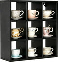 Helsin 9 Grid Vintage Coffee Mug Display Rack, 16inch Wall Mounted Wooden Curio Shadow Box Shelf, Cup Floating Shelves Display and Organizer (Black) by Helsin