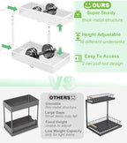 Under Sink Organizer 2 Pack, High Adjustable 2 Tier Under Sink Organizers and Storage, Slide out Metal Cabinet Organizers, Pull out Storage Drawer Shelf for Kitchen Bathroom Cabinet (White) - Image 2