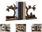 Bellaa Birds Bookends Vintage Decorative Book Ends for Farmhouse Retro Rustic Bookshelf Stoppers Antique Bronze Sparrow Lightweight 23446 - Image 7